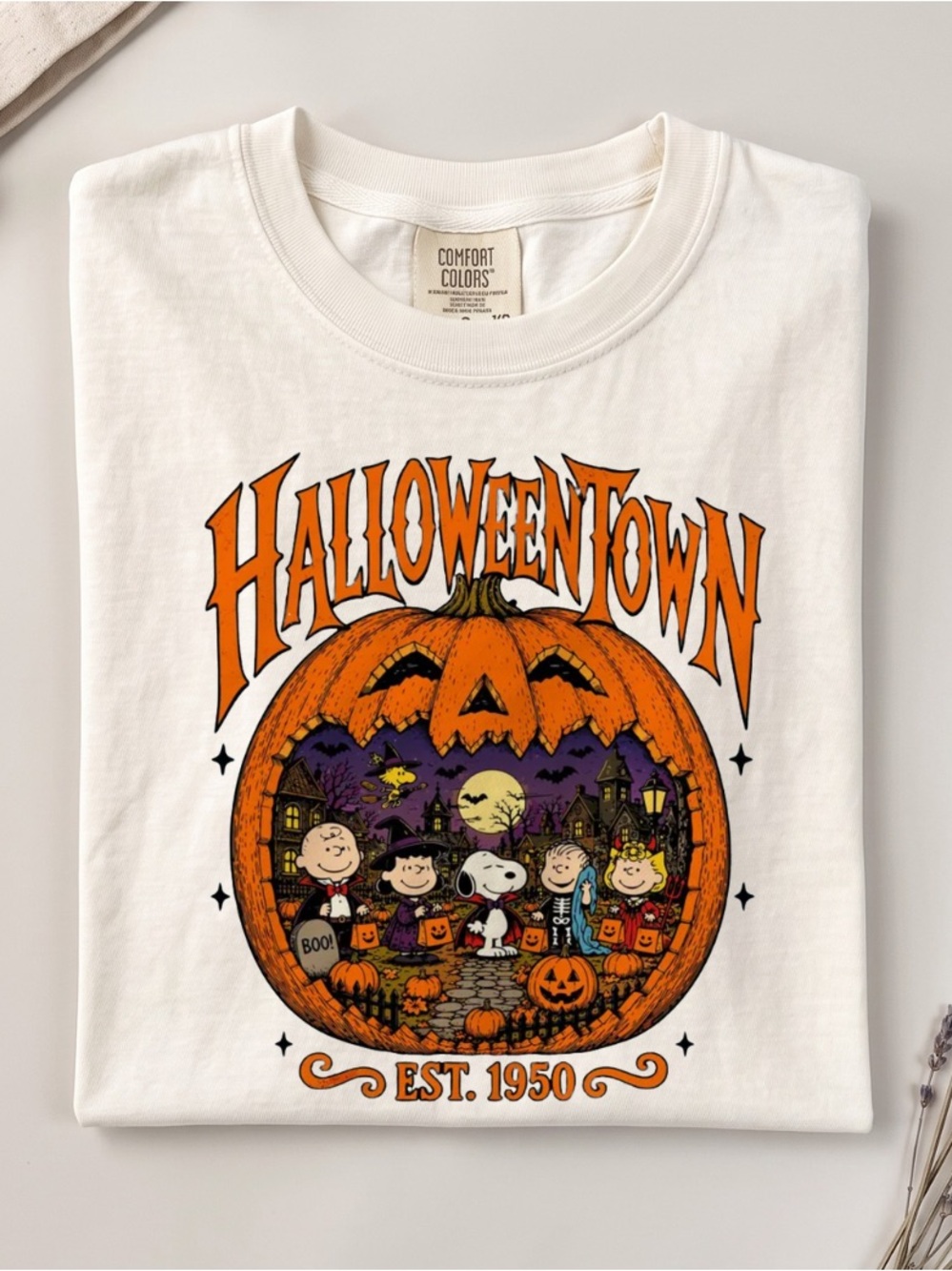 Comfort Colors White HalloweenTown Pumpkin Graphic Tee